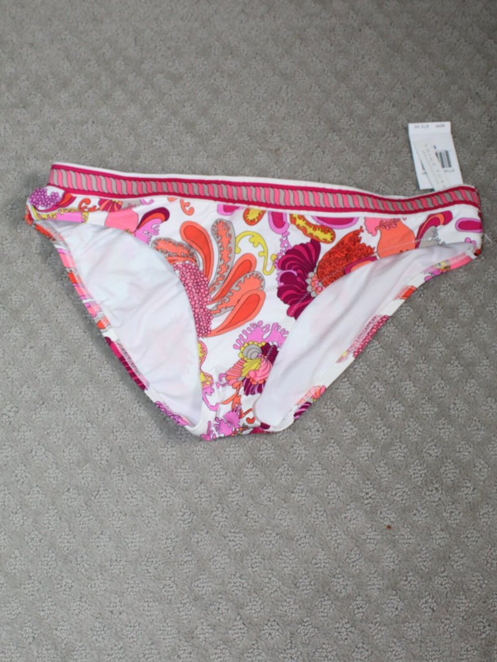 Trina Turk Size 14 Pink Psychedelic Paisley Patterned Bikini Bottoms